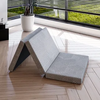 EGO Home Klappmatratze 65x196cm, 3-teilige Faltmatratze Härtegrade H3, Hoch 10 cm, Gel Schaumstoff Faltbare Matratze 196x65 cm für Reisen, Camping, Outdoor, Boden, Gästebett, Öko-Tex Zertifiziert