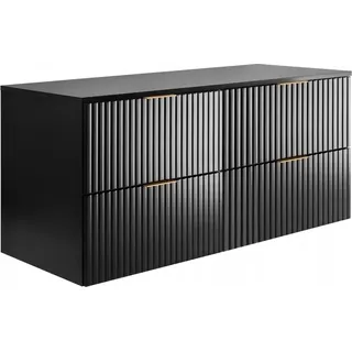 Rodan | Waschbeckunterschrank 120cm | Schwarz Matt | B/H/T 120/57/46cm | Tischplatte | Badezimmerschränke, Badmöbel, Waschbecken Unterschränke - Schwarz