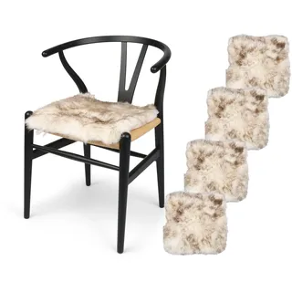 Nordic Sheep Lammfell Kissen 40x40 cm | 4er Pack | Weiches Fell für Stühle & Sofa | Gemütliches Sitzkissen & Lammfell Sitzauflage im schönen nordischen Stil