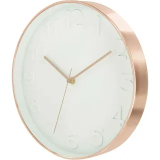 HowHomely | Wanduhr - SILENT ROSE - 30,5 cm - Roségold - Elegantes Design - Leise und Stilvoll - Rosa, Weiß