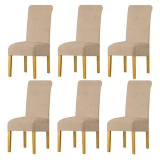 Abnehmbare Waschbare Velvet Stuhlhussen - Hochlehner Esszimmerstühle (Set aus 6, Kamel)