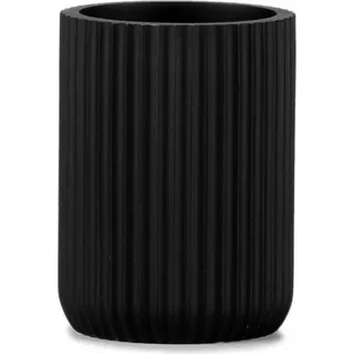 Andrea House Resin Schwarz Matt Zahnbürstenhalter Ø7x9,5cm - Schwarz