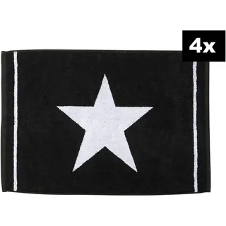 done.® Badematte »DAILY SHAPES Star 4er-Set« Höhe 5 mm fußbodenheizungsgeeignet Badvorleger aus 100% Baumwolle, Jacquardgewebt, schwarz