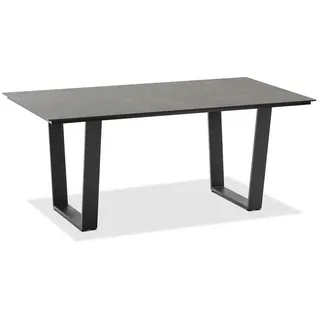 Niehoff Garden Gartentisch , Anthrazit, Grau , Kunststoff , Betonoptik , rechteckig , Kufe , 95x76x180 cm , wetterbeständig , Gartenmöbel, Gartentische, Gartentische