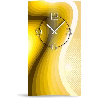 Abstrakt Retro braun orange hochkant Designer Wanduhr modernes Wanduhren Design leise kein ticken dixtime 3D-0051 - Gelb
