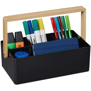 Relaxdays Organizer , Kunststoff, Holz , 26x8.5x16 cm , Büromöbel, Schreibtische