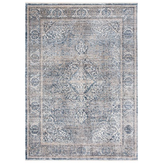 SAFAVIEH Traditionell Teppich für Wohnzimmer, Esszimmer, Schlafzimmer - Dream Collection, Kurzer Flor, Grau und Türkis, 152 X 244 cm