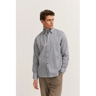 Langarmhemd BUGATTI "Modern Fit", Herren, Gr. 4XL, Normalgrößen, weiß (130, weiß), 100% Baumwolle, Rautenmuster, normal, eckige 2-Knopf-Manschette, Hemden Langarmhemd, mit Rauten-Muster und Easy-Care Funktion