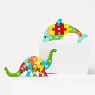 Ambarscience 6162800270021 Puzzles-Tiere mit Zahlen-DINOSSAURIO, bunt