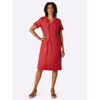 Sommerkleid CREATION L PREMIUM "Leinen-Kleid", Damen, Gr. 42, Normalgrößen, rot, meliert, Web, 100% Leinen, unifarben, knielang, Rundhals, Kleider Sommerkleid