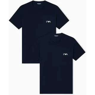 Emporio Armani Man's Bold Monogram 2-Pack Crew Neck T-Shirt, Blau, S, tailliert, Armani Blue/Armani Blue, S