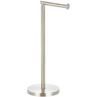 MSV Toilettenpapierhalter Stehend BxHxT: 15x43x15cm freistehender Papierrollenhalter in Edelstahl-Optik Edler Rollenhalter für WC-Rollen als Ersatzrollenhalter verchromt, Silber, Grey