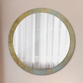 Spiegel - Mirror zum Wandspiegel Schlafzimmer – Schminkspiegel- golden Folie Textur- Ø100cm - Gold