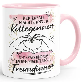 SpecialMe® Kaffee-Tasse Der Zufall machte uns zu Kolleginnen Freundinnen Tasse mit Spruch Geschenke Bürotasse Weiss-innen-rosa standard