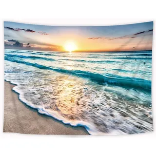 Ulticool – Meer Wellen Strand Natur - Wandteppich Poster - 200x150 cm - Gartenposter - Wandteppich groß – Dekoration Zubehörteil für Garten und Wohnzimmer