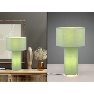 Große LED Tischleuchte Bauhaus Stil Stofflampe in Grün Nachttischleuchte 40cm - Grün
