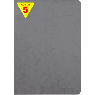 Clairefontaine 733005Cpack - Packung 5 Heft - Notizbuch mit Drahtheftung, Age Bag, DIN A4 21x29,7 cm, 48 Blatt, blanko, 90g, Grau, 1 Pack
