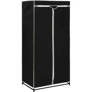 vidaXL Stoffschrank mit Reißverschluss 75/50/160 cm Schwarz , Textil , Rechteckig , 75x160x50 cm , Schlafzimmer, Kleiderschränke, Stoffschrank