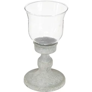 Deko Glas Pokal Vintage Metall Grau Shabby Chic Ø8cm H15,5cm - Grau