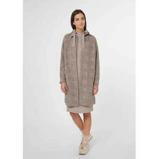 Outdoorjacke MADELEINE "Hemdjacke Lange Hemdjacke mit Glencheck-Karo", Damen, Gr. 42, beige (platin), Obermaterial: 68% Polyester PES. 32% Wolle WO., Modern, Jacken Outdoorjacke