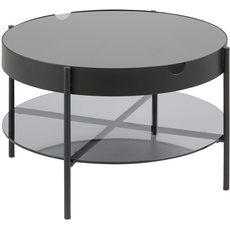 Bild von Couchtisch »Theo«, Glastischplatte, rund, Metallbeine, in mehreren Variationen erhältlich, grau schwarz, - 75x45x75 cm
