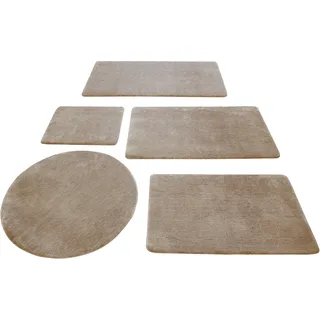 Badematte WECON HOME BASICS "Joris" Gr. 1, beige (sand, beige), H:20mm, Polyester, Badematten, Badematte, waschbar, viele Größen, Badezimmerteppich, uni
