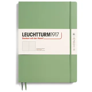 Leuchtturm1917 363920 Notizbuch Master Slim (A4+) Hardcover, 121 nummerierte Seiten, Salbei, dotted