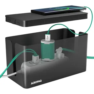 ACROPAQ Kabelbox klein 23,5 x 12 x 11,5 cm 12-tlg. schwarz