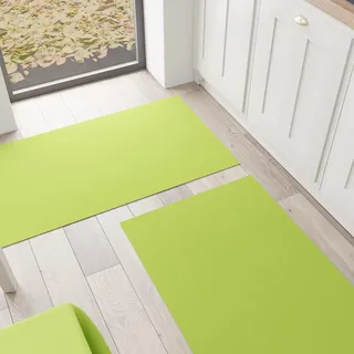 PETTI Artigiani Italiani - Küchenteppich, Küchenläufer, waschbar, rutschfest, Küchenläufer, einfarbig, 52 x 280 cm, Hellgrün, 100% Made in Italy