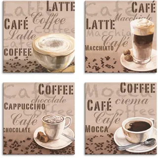 Artland Leinwandbild »Milchkaffee Latte MacchiatoChocolate« Getränke 4 Stk. tlg. 4er Set, verschiedene Größen, beige