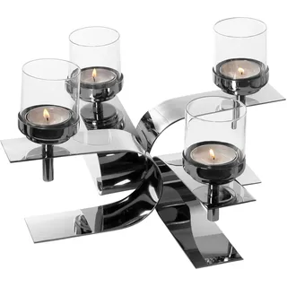 Fink Teelichthalter PASSIONA Aluminium/Edelstahl/Glas Silber