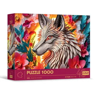 Trefl - Puzzle mit 3D-Effekt, Wolf - 1000 Teile - 40 Jahre Trefl, Paper Art, Premium-Puzzle für Erwachsene und Kinder ab 14 Jahren