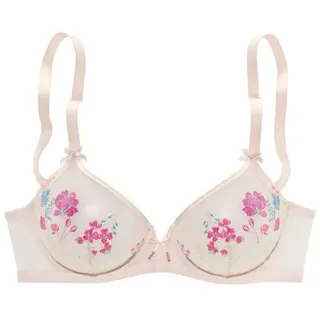 LASCANA Bügel-BH »Maria« mit Blumen aus edler Stickereispitze, transparente Unterwäsche, pink