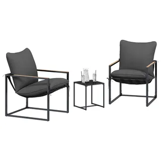 vidaXL Gartensofa-set 3 pcs Schwarz und Anthrazit Stahl - Schwarz