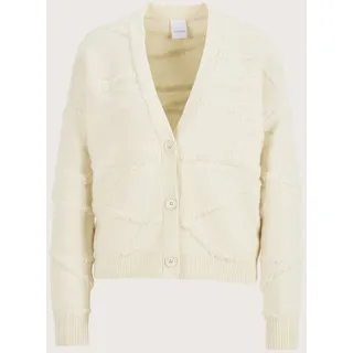 Strickjacke MADELEINE "Strickjacke Moderne Oversized-Jacke mit V-Ausschnitt", Damen, Gr. 48, weiß (wollweiß), Obermaterial: 100% Schurwolle WV., Modern, V-Ausschnitt, Strickjacken Strickjacke, Strickmuster