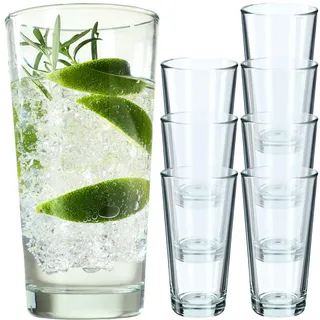 KADAX Trinkgläser 340 ml im 4er Set, Wassergläser aus hochwertigem Glas, Cocktailgläser, Spülmaschinenfeste Longdrinkgläser für Wasser, Saft, Limonade & Cocktails, Saftgläser