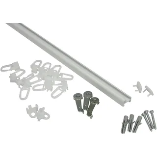 GARDINIA Gardinenschiene Aluminiumschiene 1-läufig Ø 13 mm 150 cm Grau/Weiß