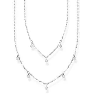 Thomas Sabo Doppel Halskette weiße Steine Silber 925 Sterlingsilber 40-45 cm