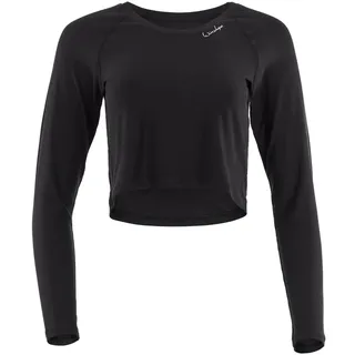 Winshape Damen, Light and Soft Cropped Long Sleeve Top Aet116ls Yoga-Shirt, schwarz, XXL