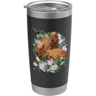 OK I PULL UP Lustiges Capybara-Meme mit realistischem Kolibri-Foto Doppelwandiger Edelstahl-Thermobecher