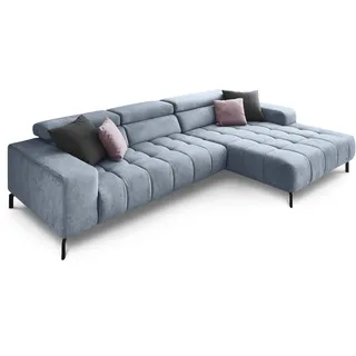 die planbar Ecksofa »MP-IN18022 L-Form«, mit Kopfteilverstellung & Zierkissen, optional Sitztiefenverstellung blau