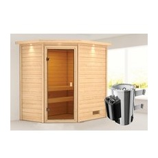KARIBU Sauna »Jella«, inkl. Saunaofen mit integrierter Steuerung, für 4 Personen - beige