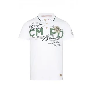 Camp David Poloshirt, mit Front- und Backprint, weiß