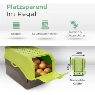 Novaliv 1x Klein 3,5 L Vorratsbehälter grün Aufbewahrungsbox Küche Zwiebelbehälter Knoblauchbehälter - Grün