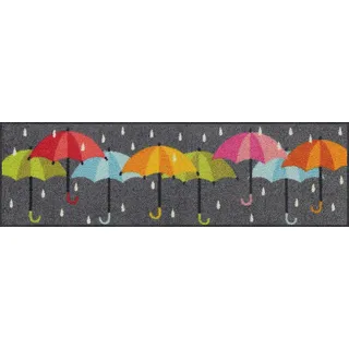 Salonloewe Raindance 030x100 cm Flur-Läufer schmal Eingangs-Matte Fußabtreter Regenschirme bunt