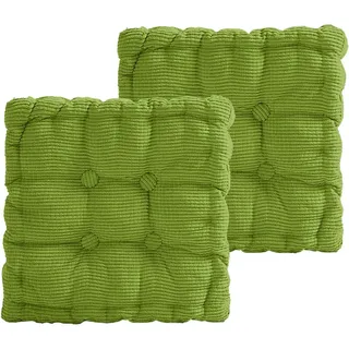 MeYuxg 2er Set Sitzkissen Quadrat, Stuhlkissen 40x40 cm, Dicke Bodenkissen Sitzpolster Outdoor & Indoor,Sitzkissen Stuhl für Gartenstühle, Bürostuhl, Balkonstuhl (Grün)