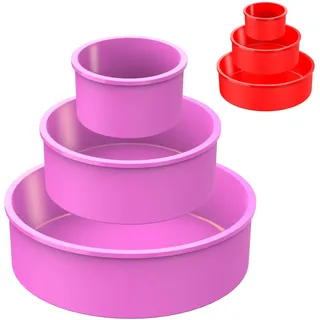Silikon Backform Rund 3Pcs - Silikon Backformen - Silikonformen Backen - Backform für Heißluftfritte - Kuchenform & Gugelhupfform - Silikonform Heißluftfritteuse - Obstkuchenform - Springform SILIKON