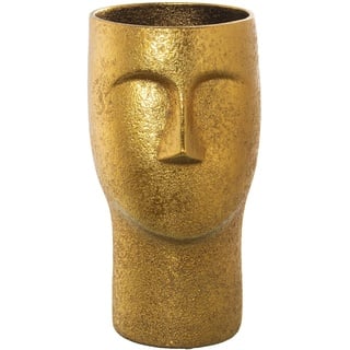 Tischvase mit Gesicht aus Keramik in Gold, 18 x 36 cm