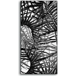 Dekor Leinwand Uhr Wandbilder Geräuschlos 30x60 Modernes Sommer Dschungel Motiv - schwarze Hände - Schwarz