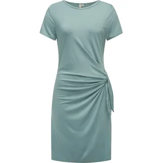 Shirtkleid RAGWEAR "Shirtkleid Knotta", Damen, Gr. XL, N-Gr, blau (aqua), Obermaterial: 95% Viskose CV. 5% Elasthan EL., Kleider Shirtkleid
